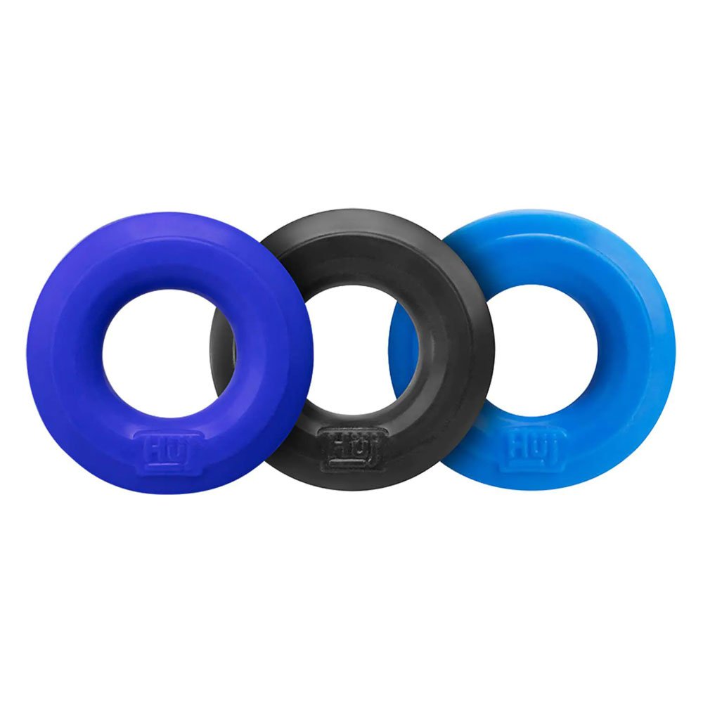 Hünkyjunk Cock Ring 3-Pack - Black Tar + Cobalt + Aqua