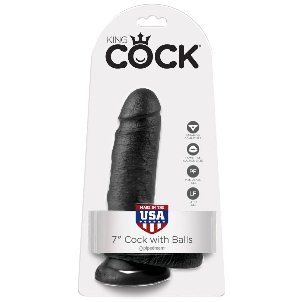 Pipedream King Cock - 7" Cock with Balls Black