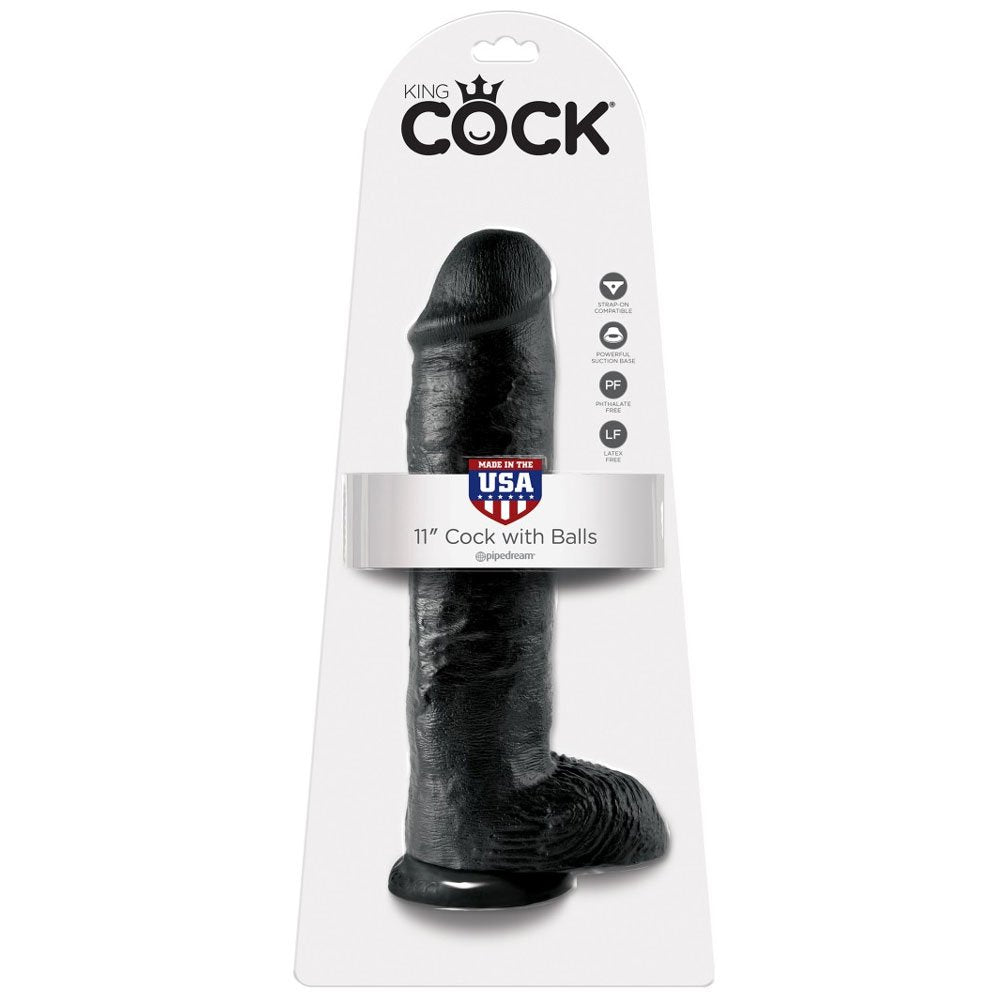 Pipedream King Cock - 11' Cock with Balls Black