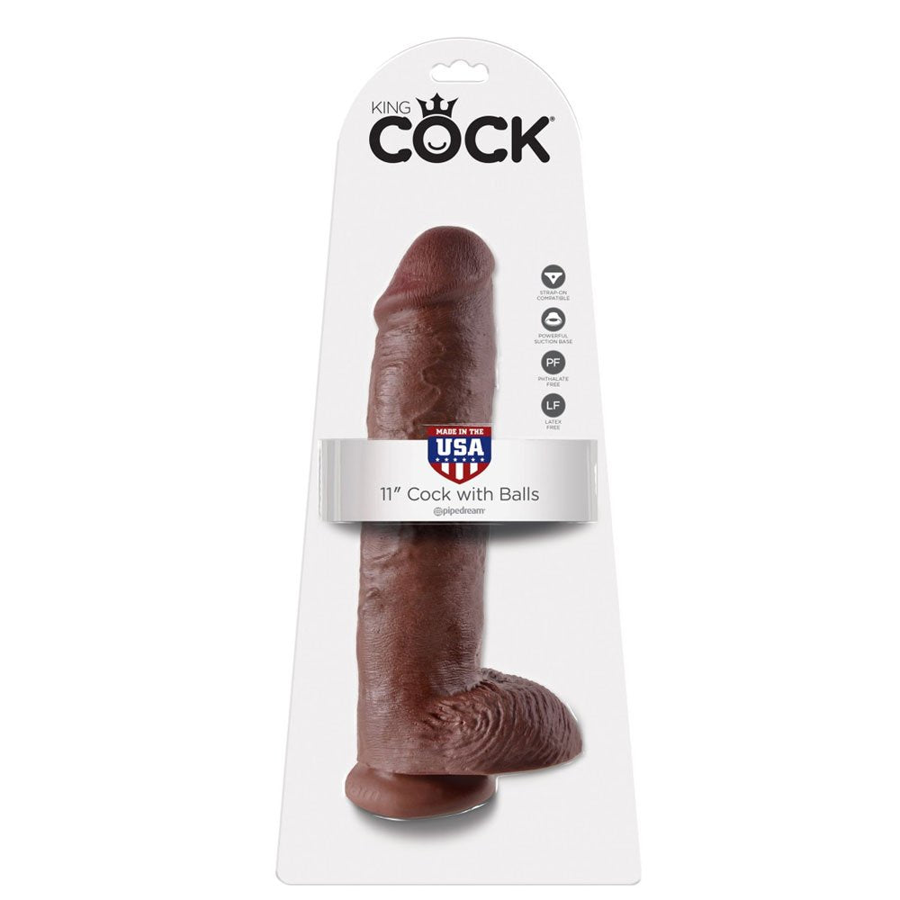 Pipedream King Cock - 11' Cock with Balls Brown