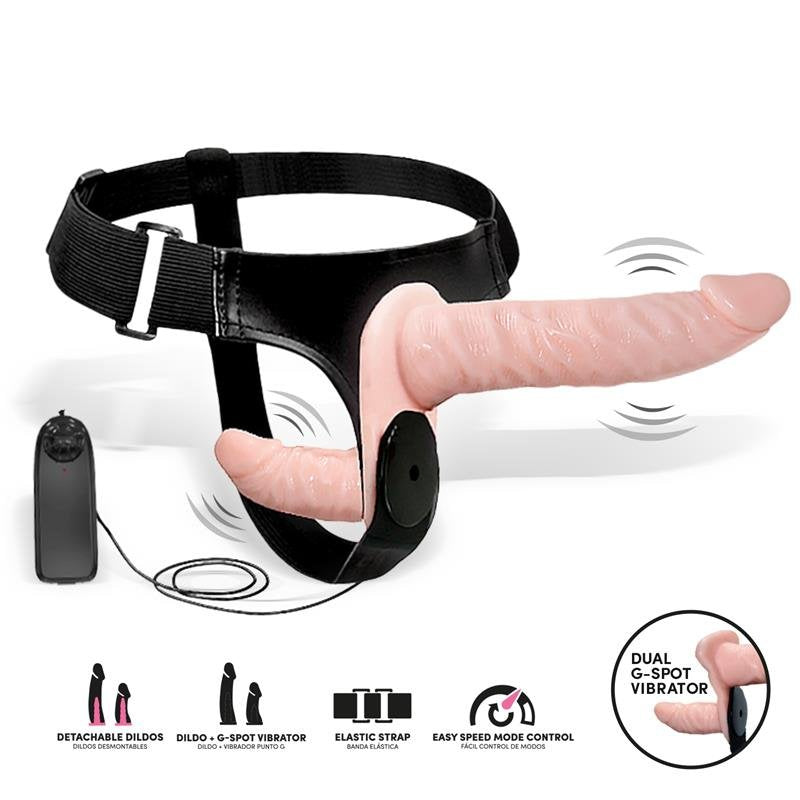 COLLEZIONE HARNESS LATETOBED Batek Imbracatura a doppio strap-on staccabile fino a G con telecomando a vibrazione