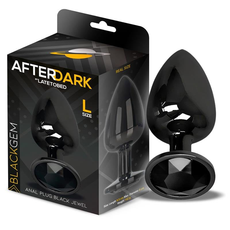 AFTERDARK Blackgem Plug anale metallico con gioiello nero taglia L
