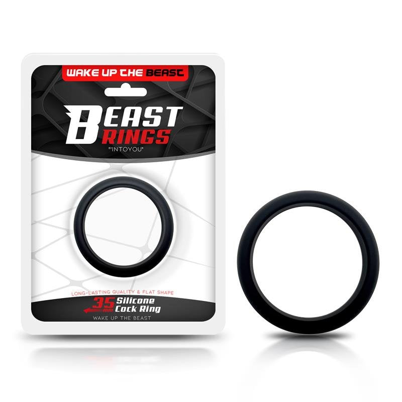 BEAST RINGS Anello per il pene in silicone solido 3,5 cm Nero