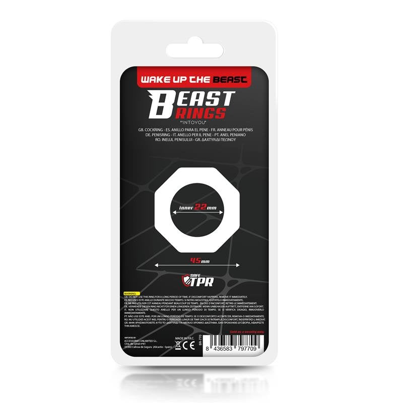 BEAST RINGS Anello per il pene super flessibile poligonale 2,2 cm Nero