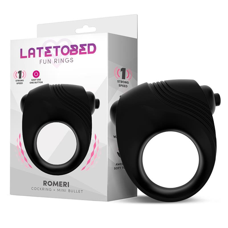 LATETOBED Romeri Ring + Proiettile Vibrante in Silicone Nero