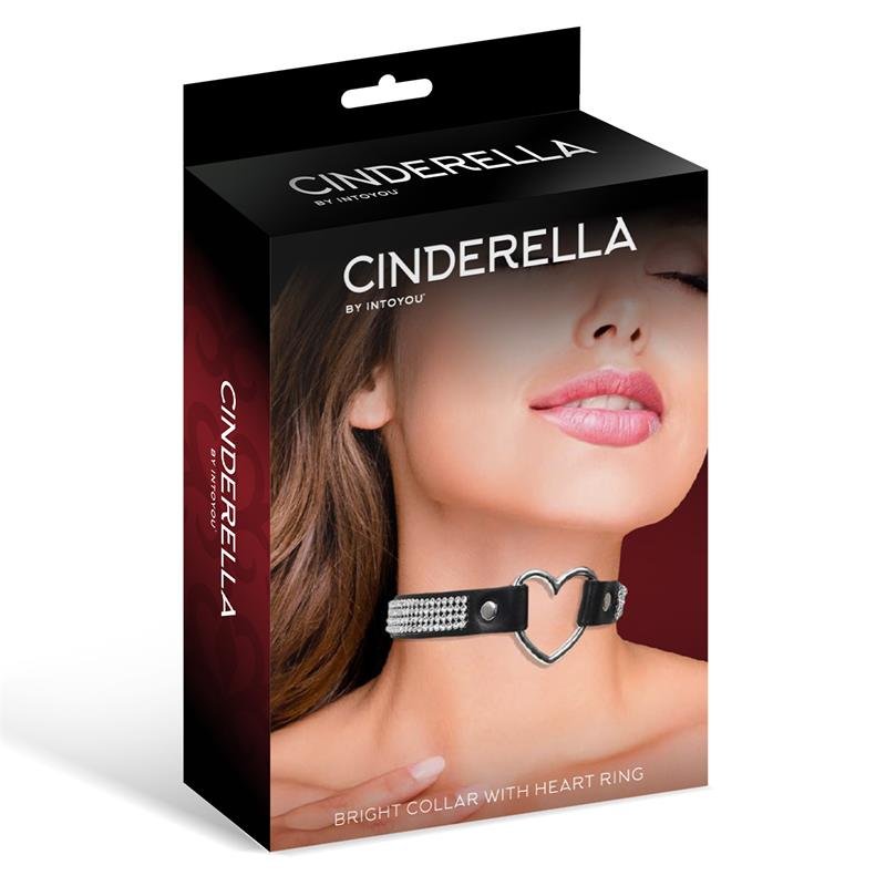 Collare CINDERELLA con cuore e strass stile choker in pelle vegana taglia unica