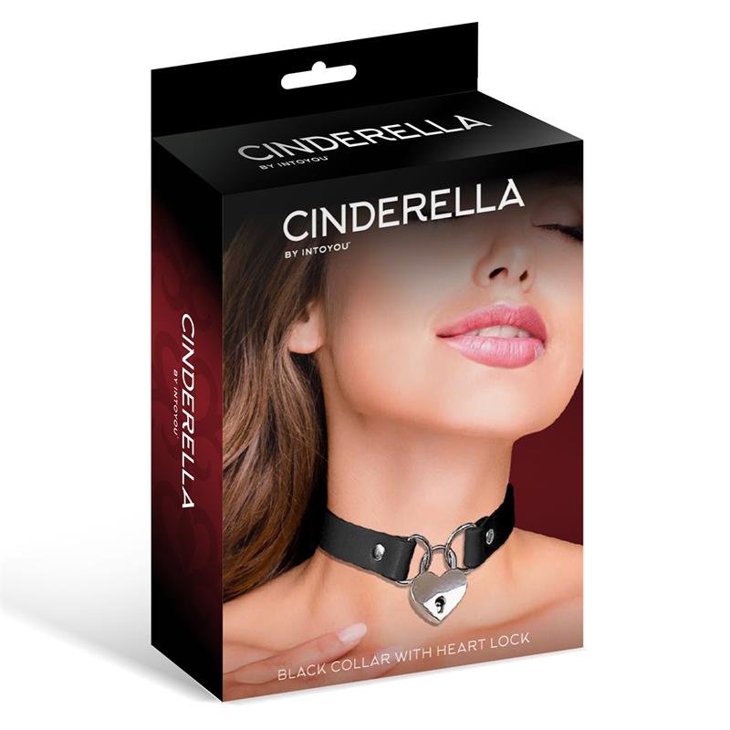 Collare CINDERELLA con lucchetto a cuore in pelle vegana taglia unica