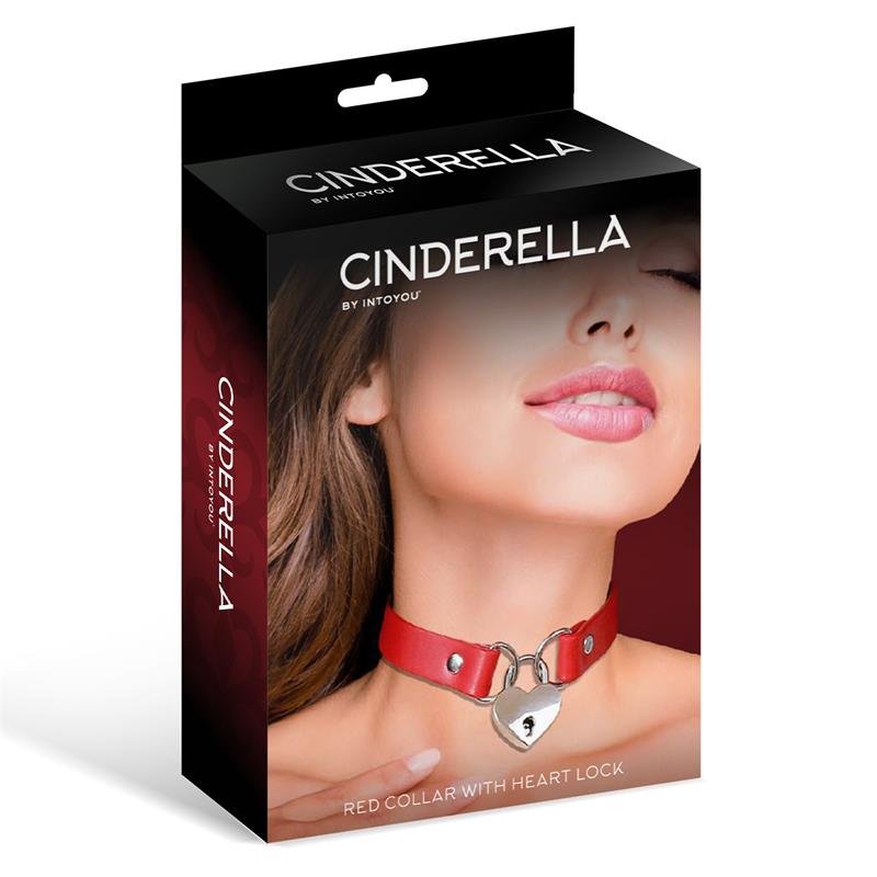Collare CINDERELLA con lucchetto a cuore in pelle vegana taglia unica