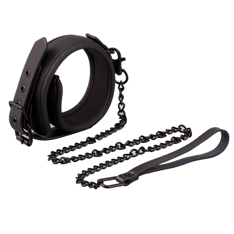 INTOYOU BLACK SHADOW Collare con guinzaglio in pelle vegana