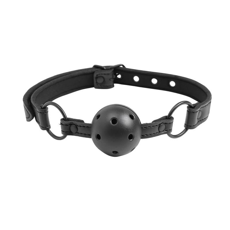 INTOYOU BLACK SHADOW Bavaglio a sfera regolabile e traspirante in pelle vegana