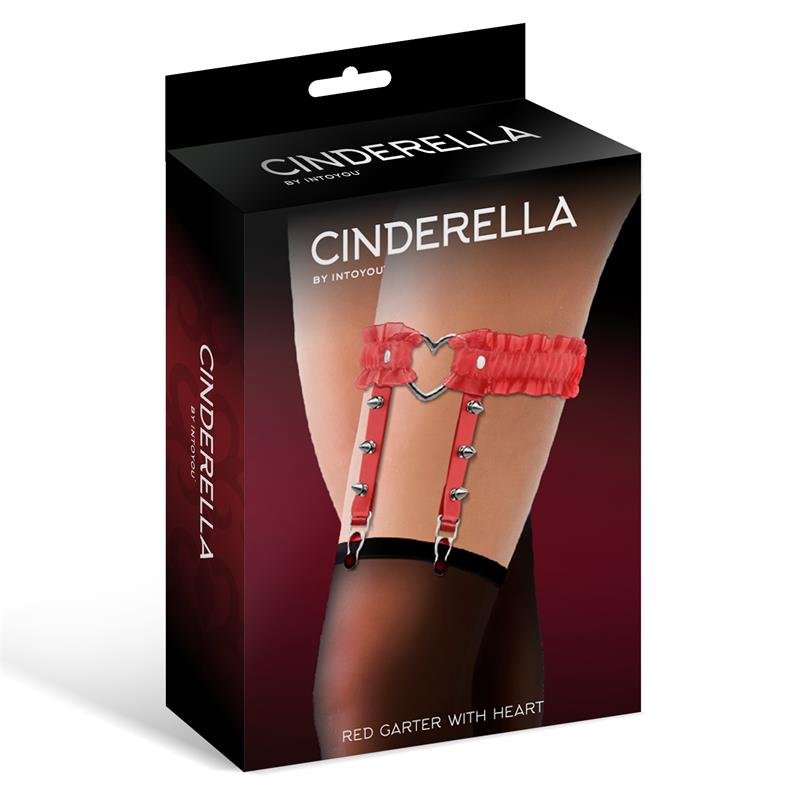 Giarrettiera CINDERELLA con cuore e volant in pelle vegana taglia unica