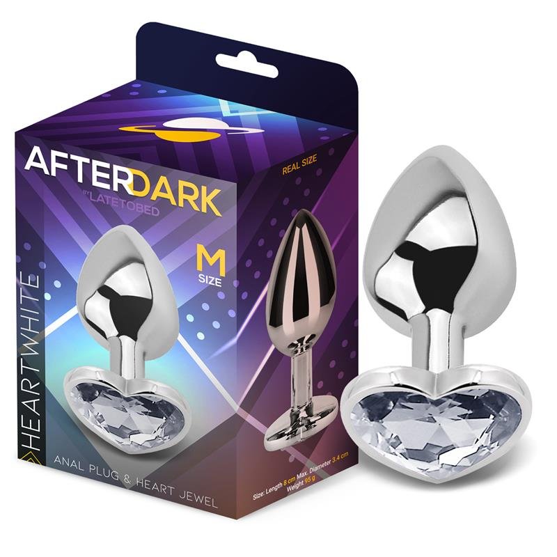 AFTERDARK Plug anale a forma di cuore bianco taglia M