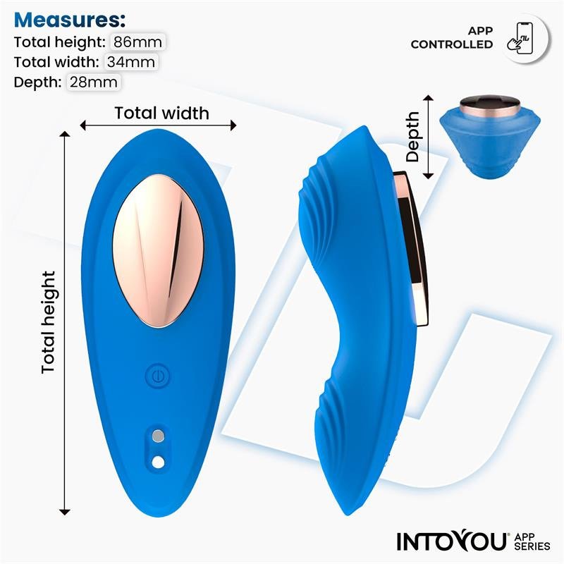 Vibratore a mutandine in silicone INTOYOU APP SERIES con app blu