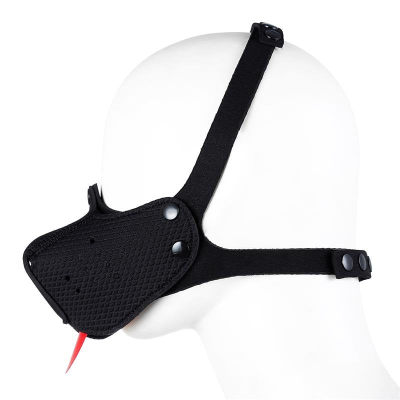 Maschera facciale per cuccioli in neoprene A-GUSTO regolabile e smontabile, nera