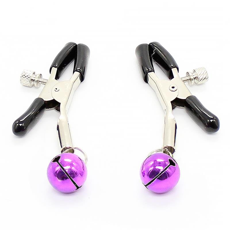 Morsetti per capezzoli LATETOBED BDSM LINE con campanella viola