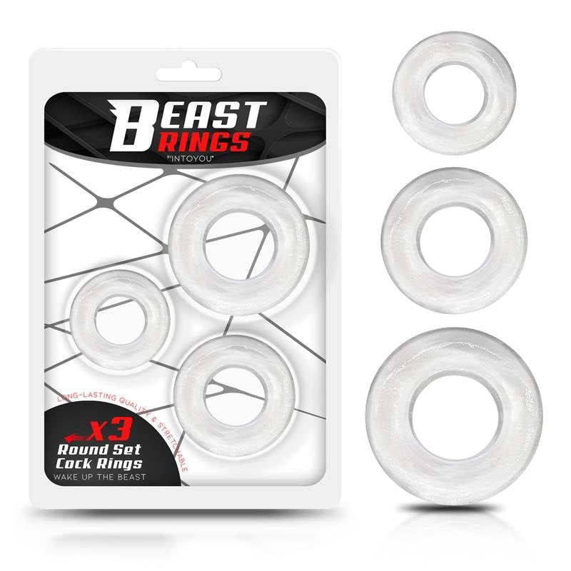 BEAST RINGS Set di 3 anelli per il pene flessibili trasparenti