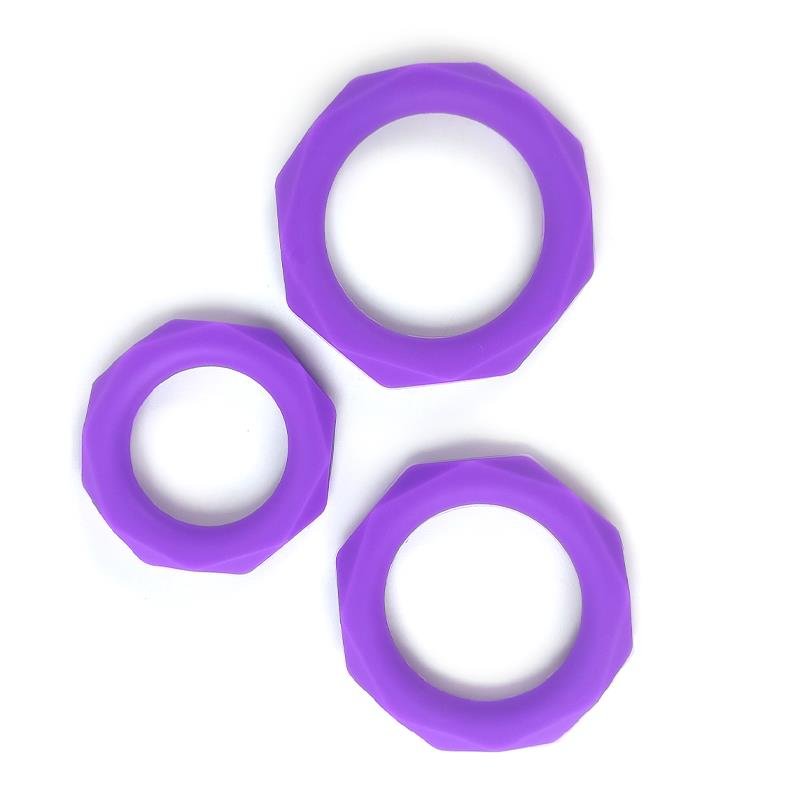 A-GUSTO Set di 3 anelli per il pene in silicone viola