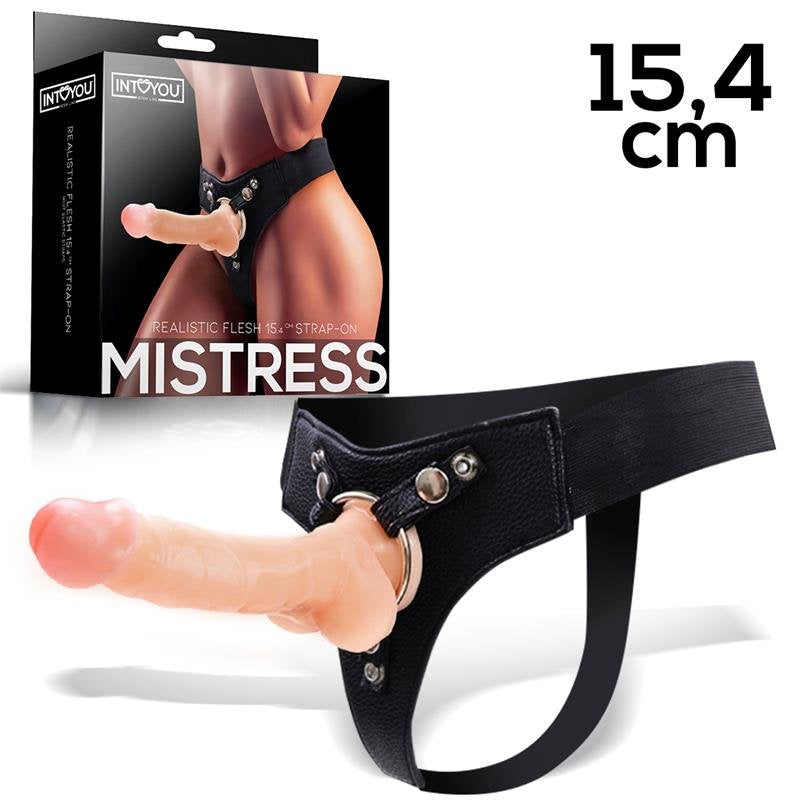 INTOYOU BDSM LINE Mistress Strap-on elastico con dildo in silicone 15,4 cm Carne