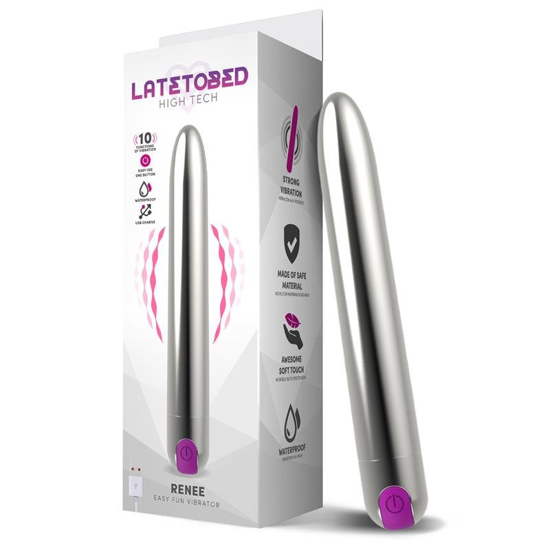 LATETOBED Renee Vibe 10 Funzioni Vibranti 18,5 cm USB Argento